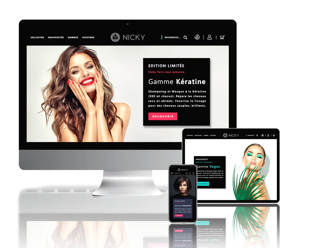 Projet de Conception du site e-commerce de la marque de cosmétique Nicky Paris en version PC et Responsive.